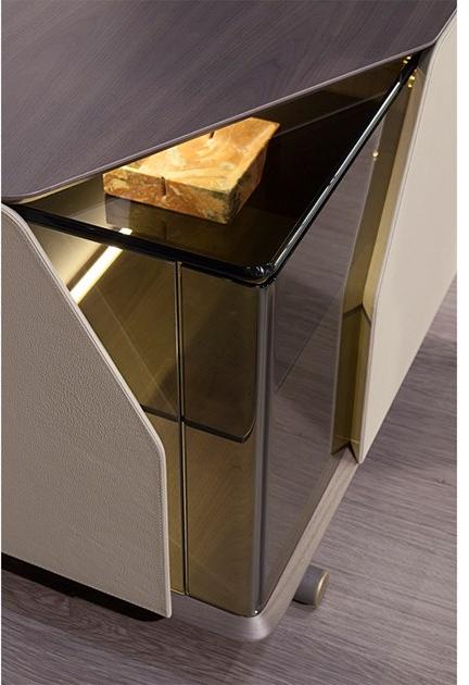 Turri Деревянная тумба под ТВ с распашными дверцами и кожаными ящиками Vine sun-id-1365738 - Вид №2