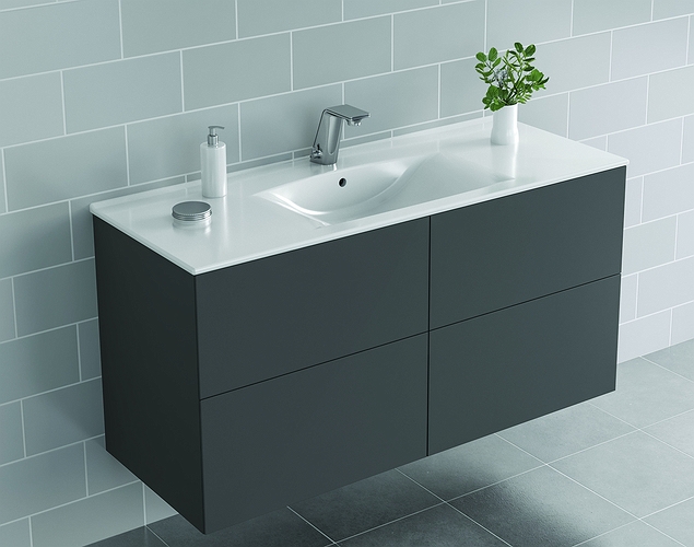 9751673111 IDO Elegant напольная тумба под мебельную раковину, с четырьмя ящиками, W = 1200 мм, темно-серый - Вид №3