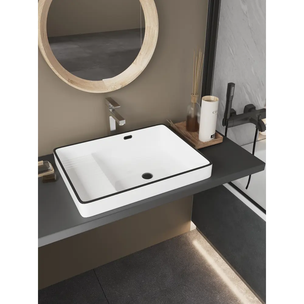 Раковина Slim White-Black накладная на столешницу 56.5x43 см Santreyd STLM-2001300 - Вид №2