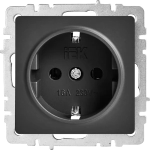 Розетка IEK Brite графит с защитными шторками и заземлением 87761581