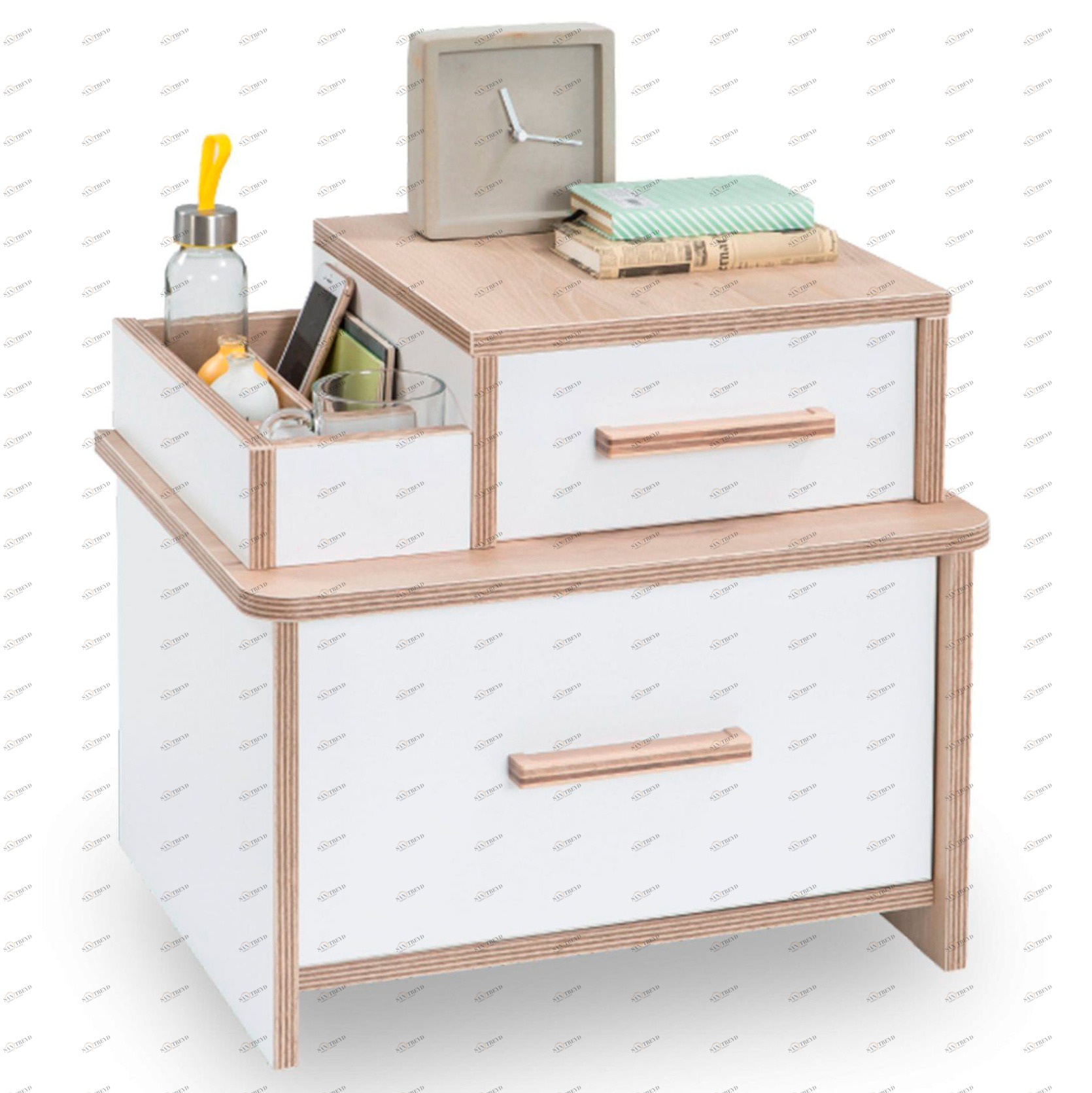 Прикроватная тумбочка белая с ящиками Dynamic CILEK DYNAMIC 00-3832585 Белый Santreyd 