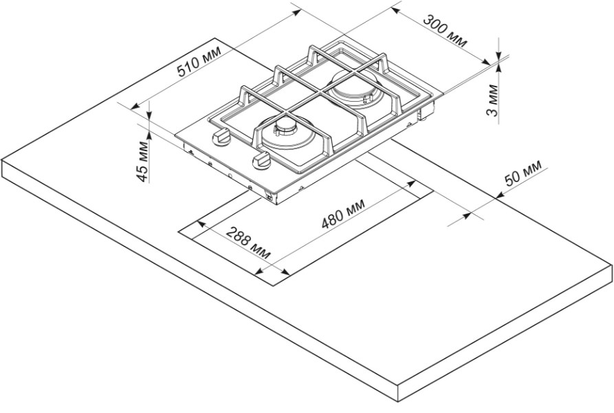 1202539 Газовая варочная поверхность De Luxe TG2_400215F-003 STDN-0025712 - Вид №6