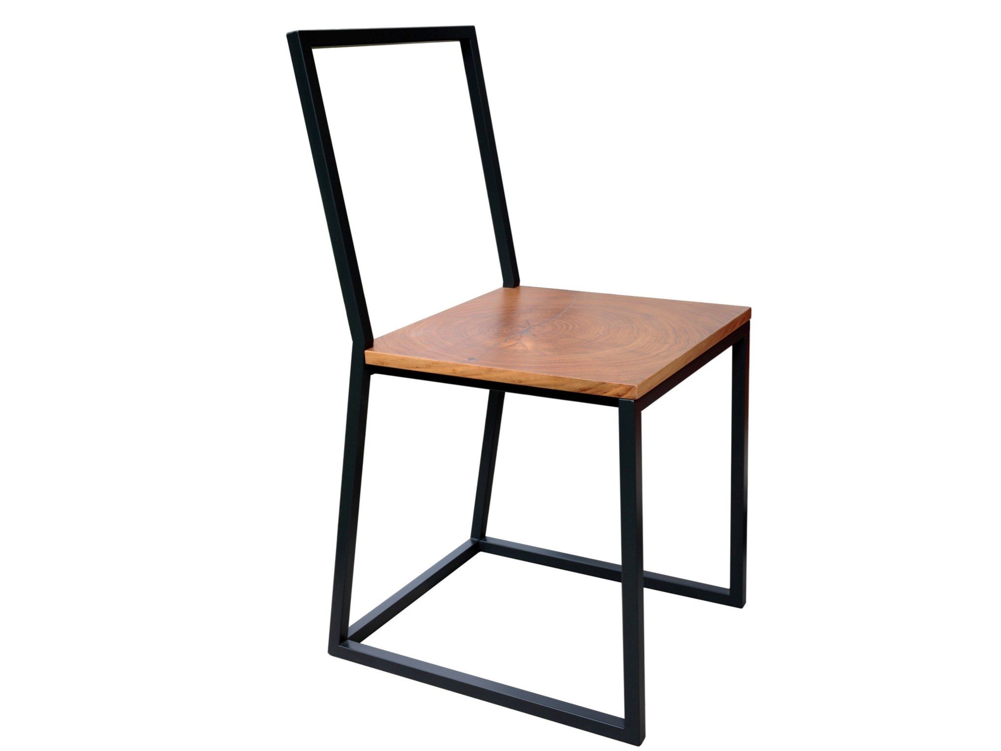 Железный стул с сиденьем из грецкого ореха Deodara Raw ARCH-00089672
