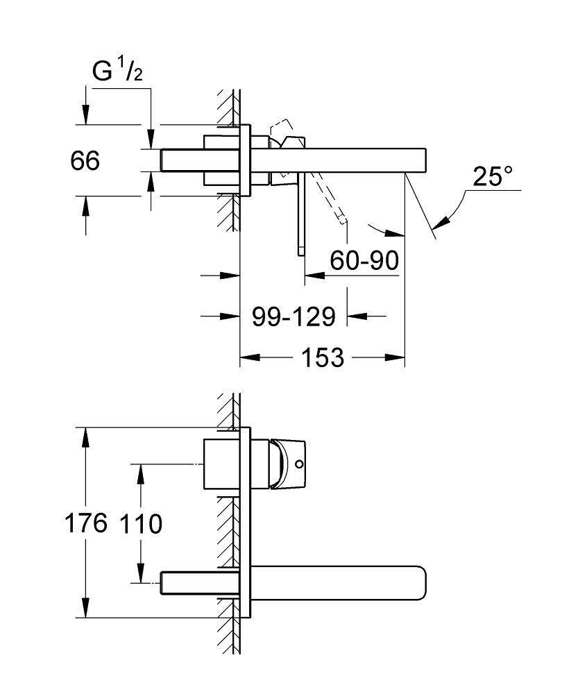 19479000 Внешняя часть смесителя для раковины Grohe Quadra хром - Вид №1