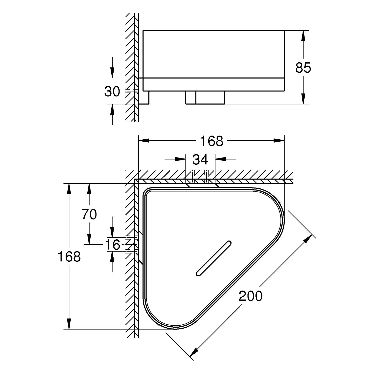 Полочка для душа GROHE Selection, угловая с держателем, теплый закат глянец (41038DA0) - Вид №1