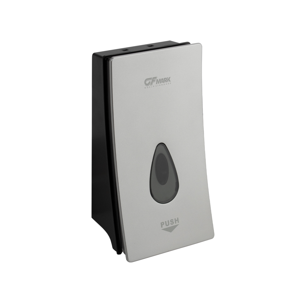 GFmark - Дозатор жидкого МЫЛА, универсальный, пластиковый, СЕРЫЙ, с глазком - капля, 400 мл, код: 642 