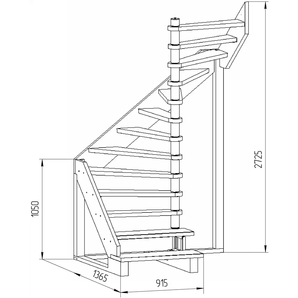 Santreyd: Угловая лестница поворотная 180° для компактных помещений 11466121 STLM-0001257 - Вид №2