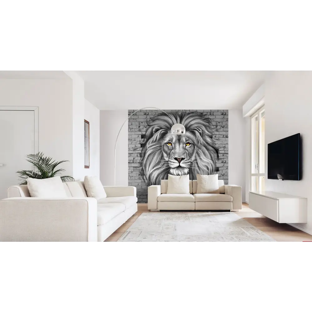 Фотообои «Царь зверей» 3D флизелиновые 300x270 см L12-981 82912495 STLM-2000388 FBRUSH 3D FLIZART - Вид №1