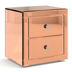 Тумбочка прикроватная зеркальная розовая с 2 ящиками "Самили" GRAUM  304063 Зеркальный;розовый