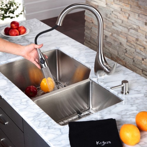 KHU123-32 Мойка кухонная прямоугольная Krausru  - Вид №6