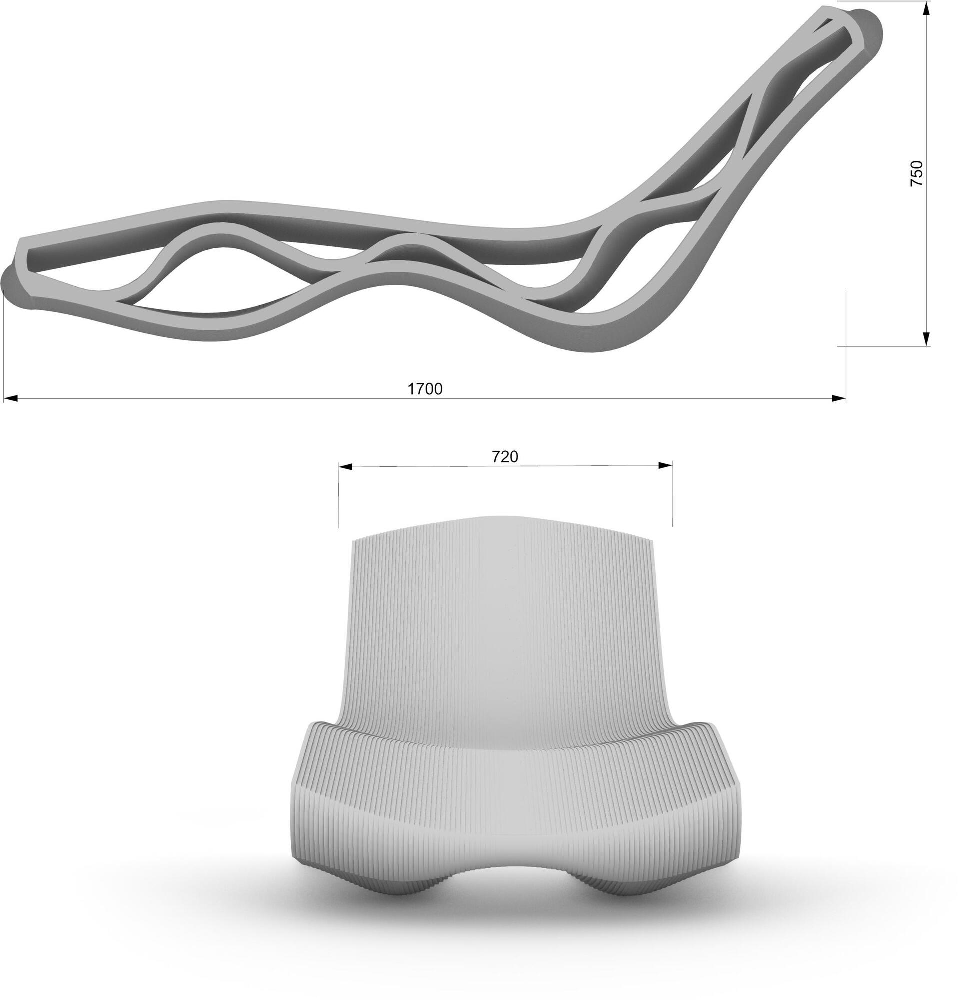 Concreative Садовая кушетка из бетона с 3d принтом  1903-048  - Вид №5
