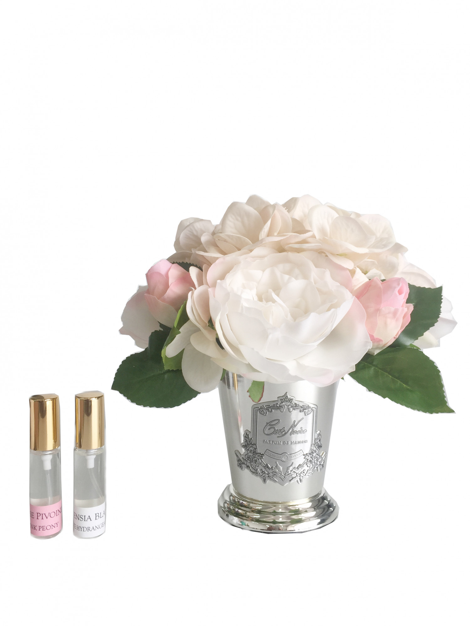 LHB02 Пионы и гортензии, цвет шампань, 2 спрея ВхШхД 21х17х17 см COTE NOIRE Santreyd 