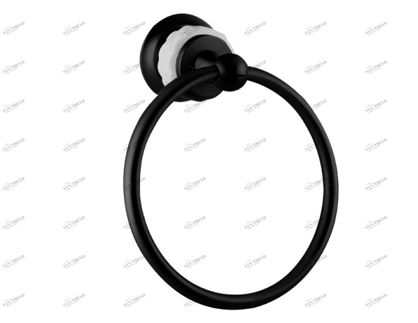 065573.000.84 Кольцо для полотенца 160мм с белым фарфором Матовый черный Mestre 