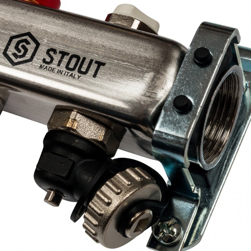 Коллектор из нерж. стали на 5 вых. с расходомерами, сливом и клапаном STOUT SMS0927000005 - Вид №4