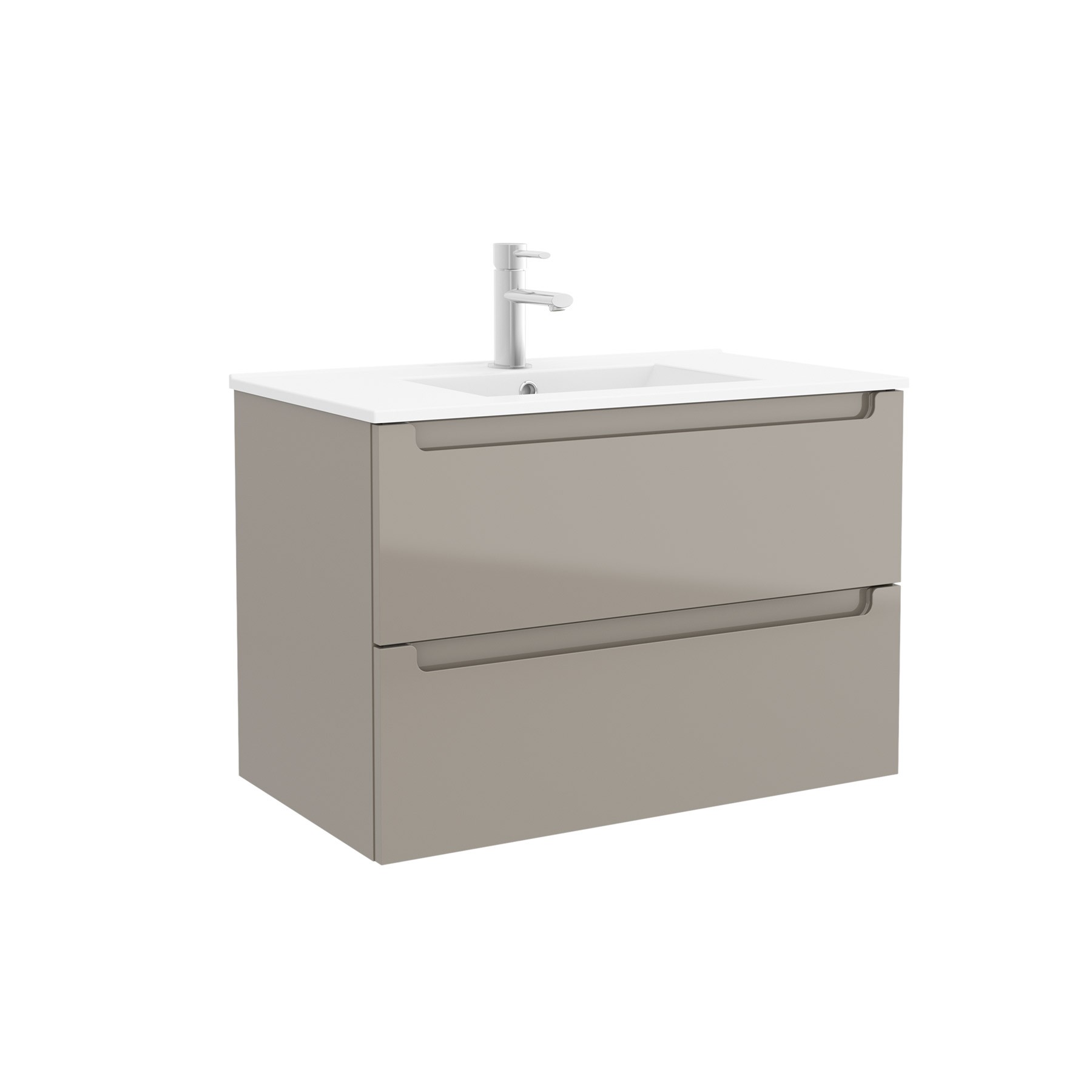 26680 SALGAR Мебель под умывальник MONTERREY 800 2 металлических ящика GLOSS TAUPE 797 x 540 x 450 мм Глянцевый серый  - Вид №1