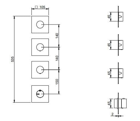 Набор для душа с 5 отверстиями из нержавеющей стали с ручным душем Rubinetterie Treemme 3.6 ARCH-00024127 - Вид №2