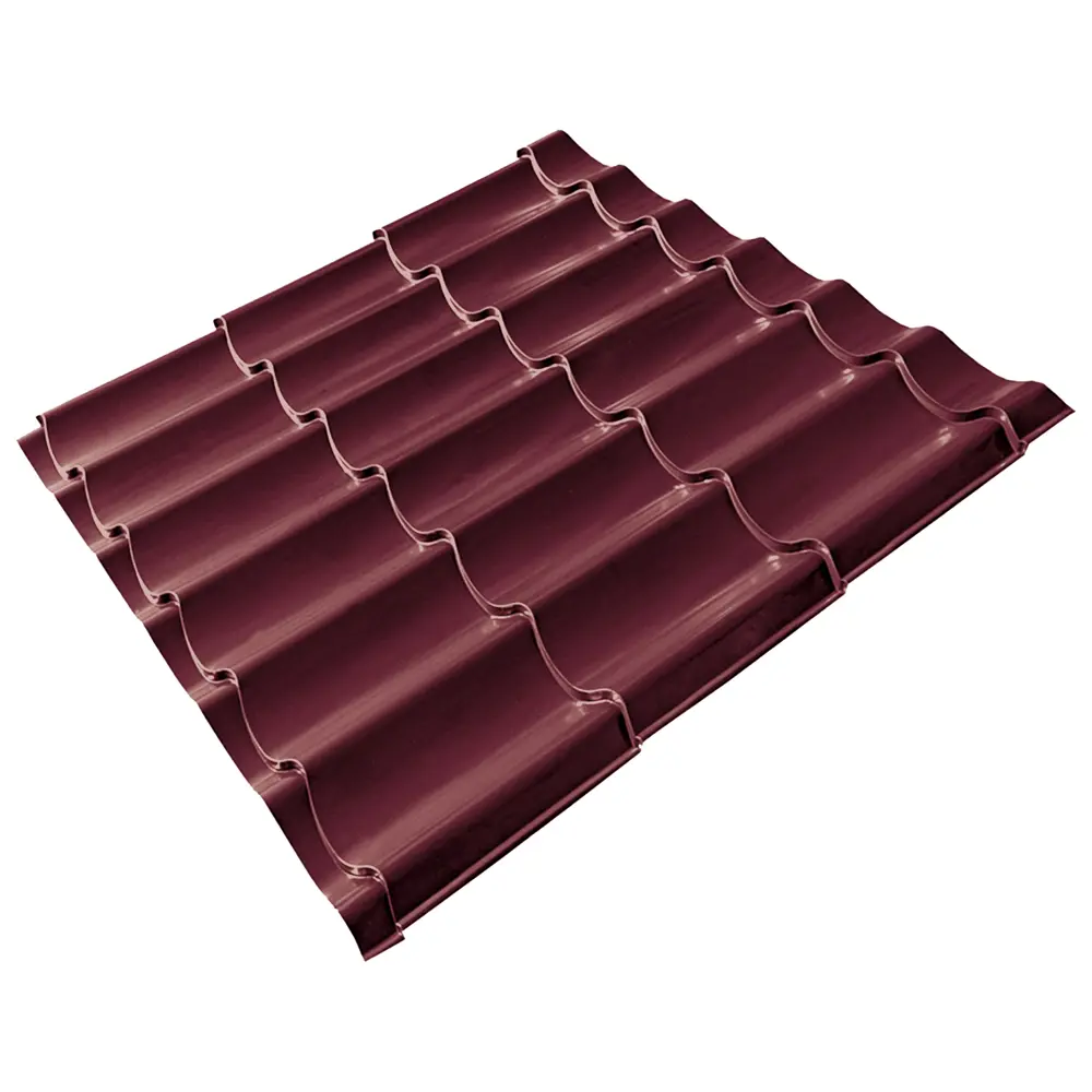 Металлочерепица 0.5 мм 1200x500 мм RAL 3005 красный Santreyd STLM-2184378 - Вид №2