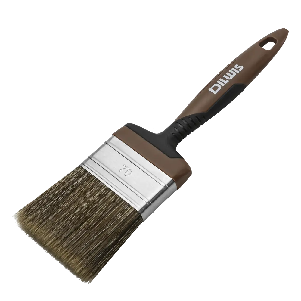 Кисть плоская для лаков и антисептиков 70 мм DILWIS синтетическая щетина STLM-2017201