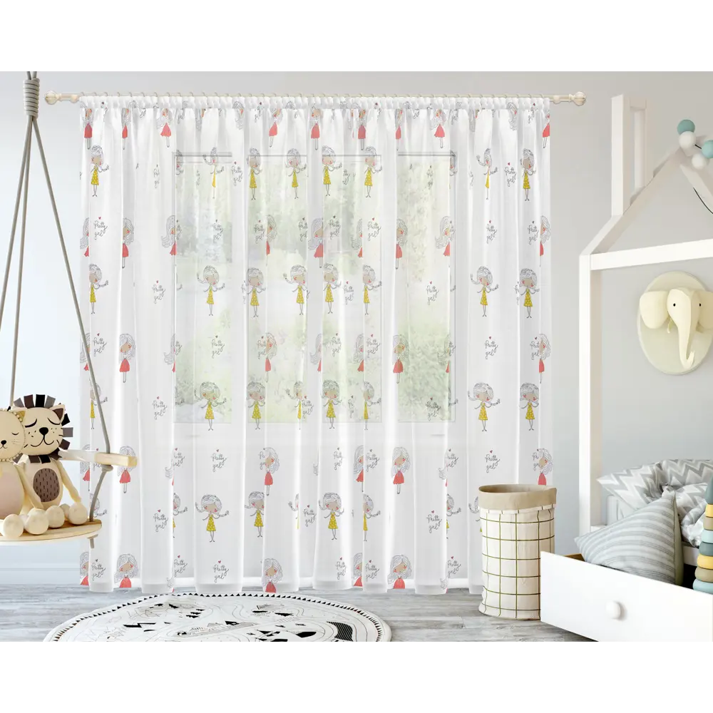 Тюль на ленте Девочка 250x260 см цвет розовый GARDEN STLM-2044048 - Вид №4