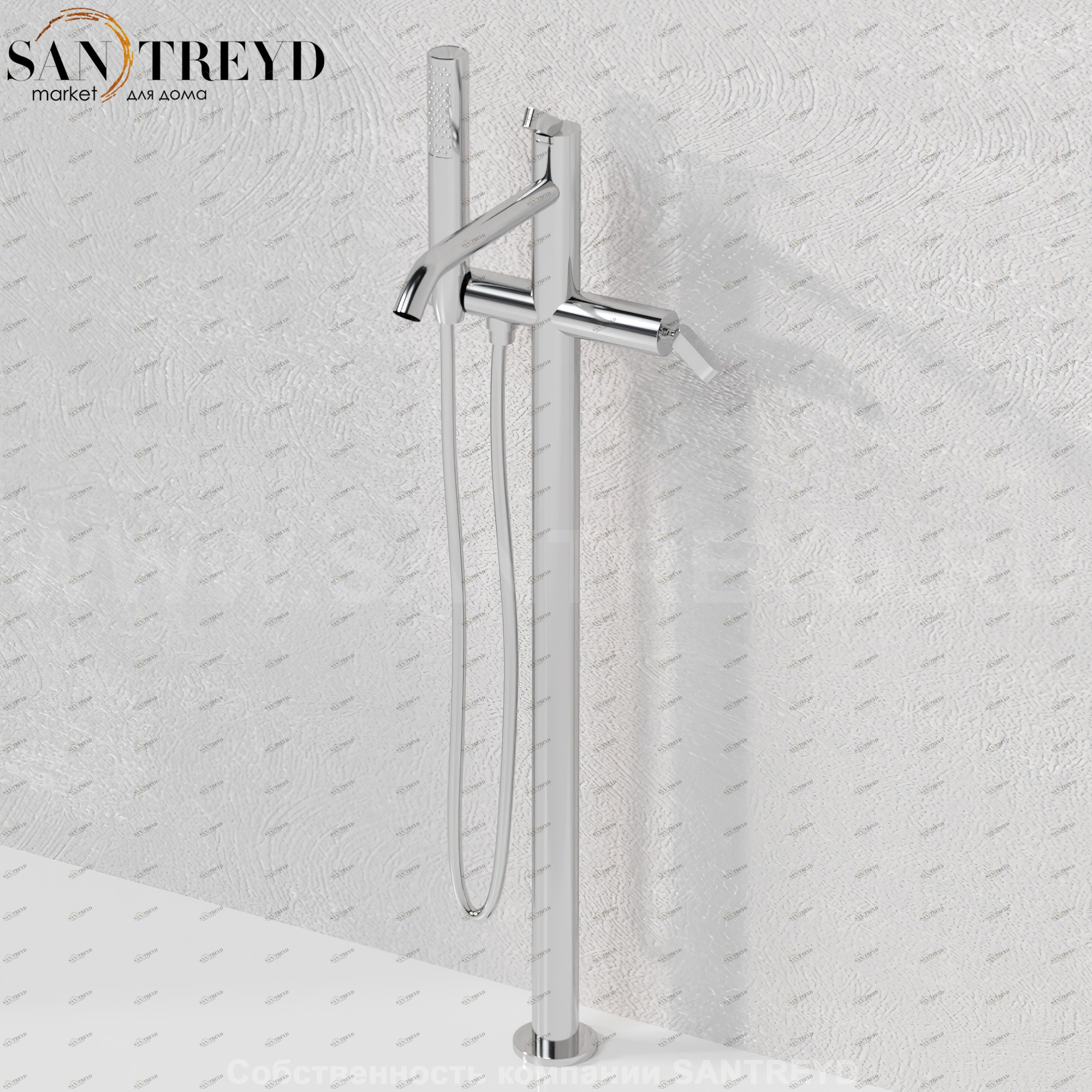 Напольный смеситель с ручным душем ARUB1112S SQUARE для ванны хромированный Agape