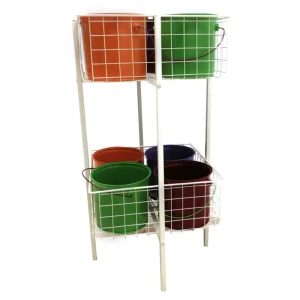 Этажерка для цветов трехъярусная на 8 кашпо 44x90x44 см v24 л металл слоновая кость