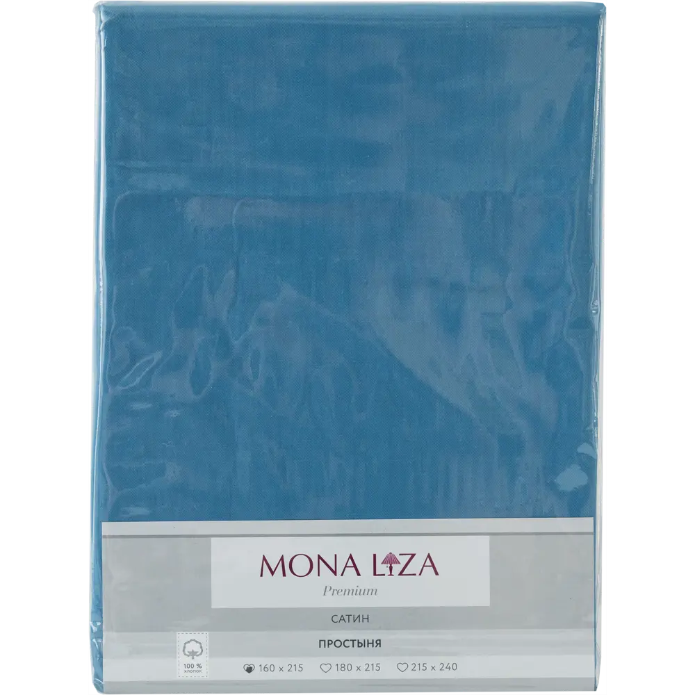 Простыня полутороспальная Mona Liza Premium, 215x160 см, сатин, цвет сине-голубой Santreyd STLM-2098535 - Вид №2