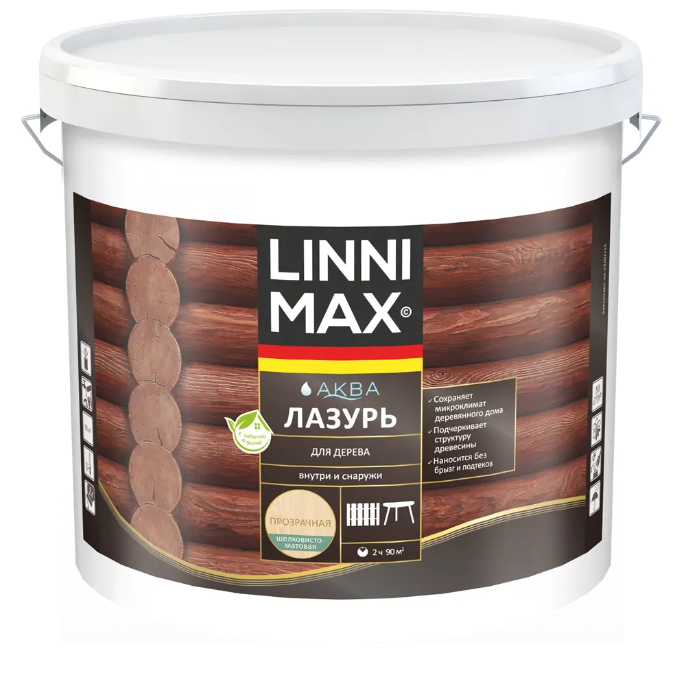 Антисептическая лазурь LINNIMAX для защиты дерева 9 л 89349657 STLM-0856408 - Вид №1