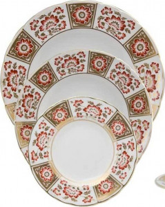 90780 Royal Crown Derby Набор индивидуальный 1/5 "Дерби, красный декор" Фарфор костяной