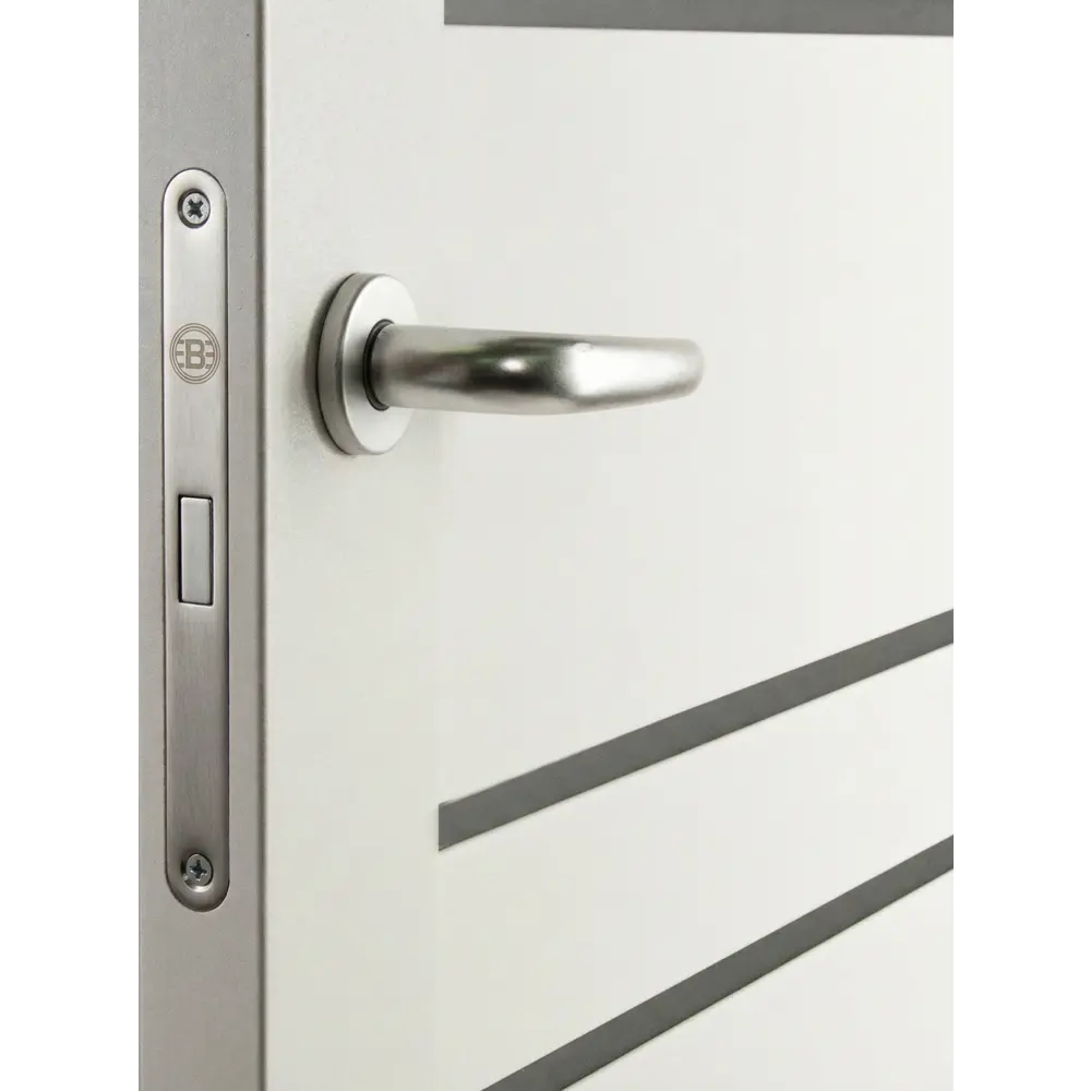 Дверь межкомнатная со стеклом Паудер 80x200 см Hardflex цвет белый с замком и петлями KREAFORTA STLM-2046228 - Вид №4