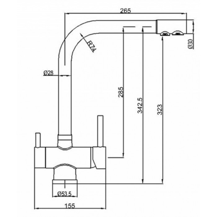 Zorg ZR-348-YF Хром Чёрный металл Смеситель для кухни Zorg 343х265 мм  - Вид №2