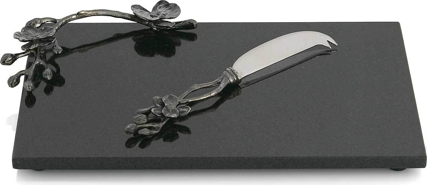 10558915 Michael Aram Доска для сыра с ножом Michael Aram Чёрная орхидея 32x21см, гранит Гранит 