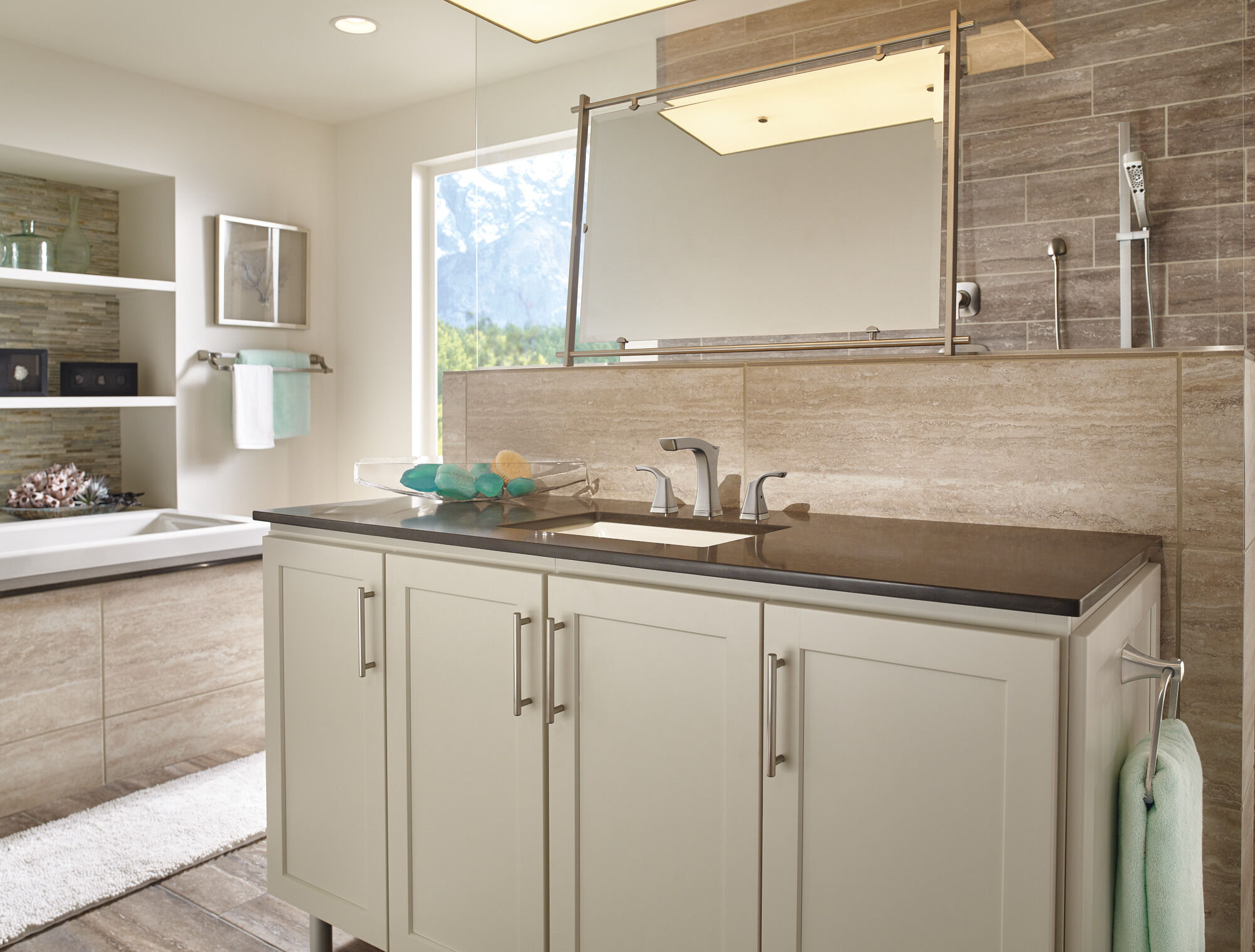 Смеситель для ванной комнаты с двумя ручками - металлический всплывающий Delta Faucet Tesla 3552-SSMPU-DST - Вид №6