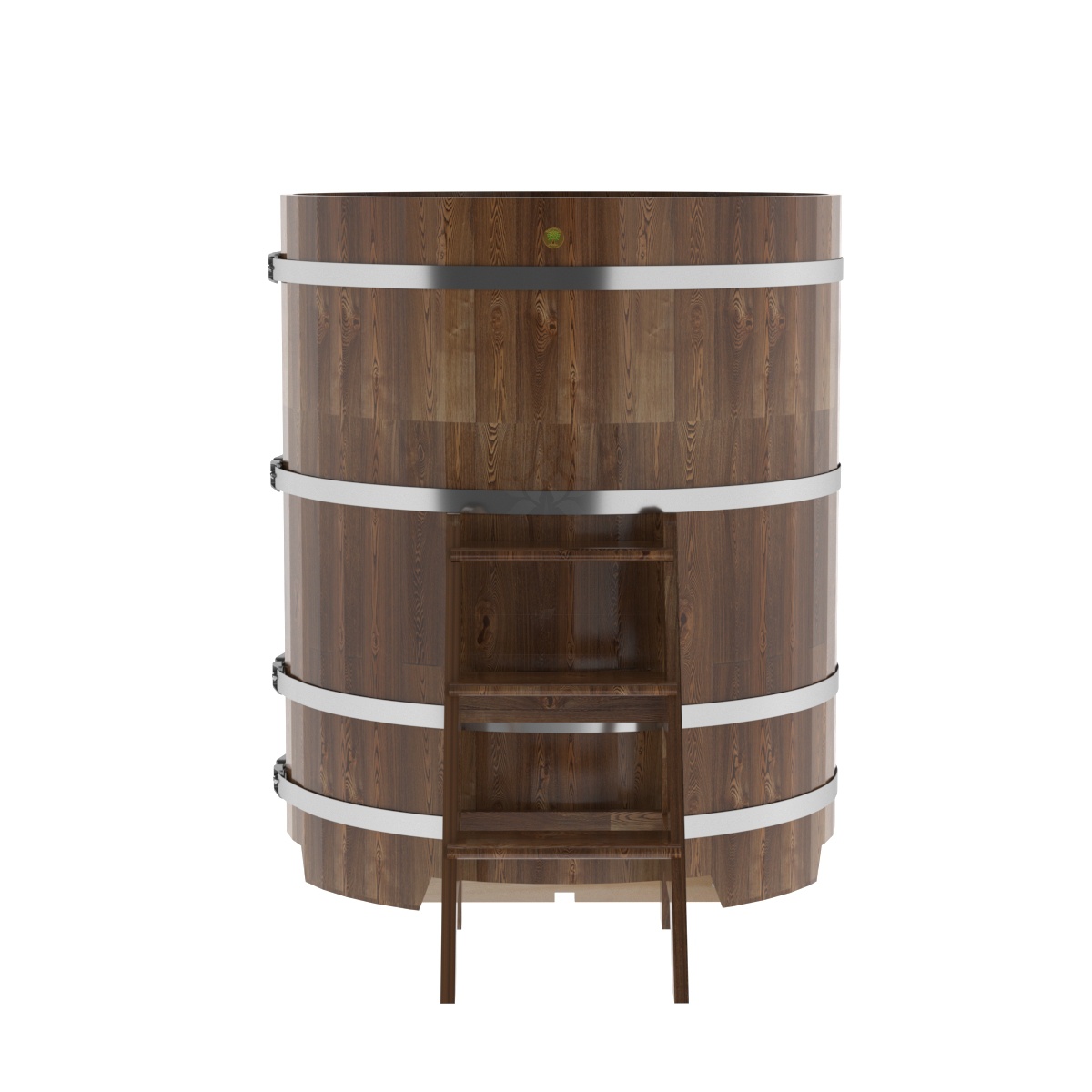 1508 Купель круглая из сращенных ламелей лиственницы d=1,17х1,4 морёная Alyarus  - Вид №3