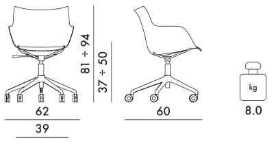Стул с регулируемой высотой из шпона с мягким сиденьем Kartell Smart Wood ARCH-00145770 - Вид №15