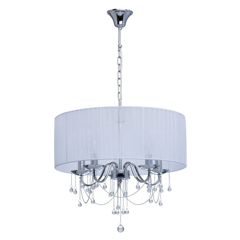Люстра Нора 5xE14x60 Вт, металл/текстиль, цвет хром/белый MW-Light STLM-2124831