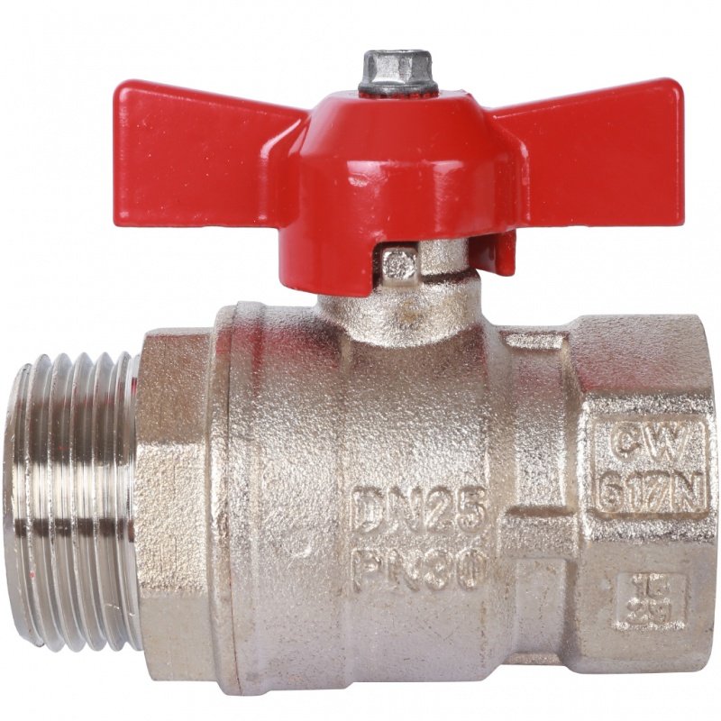 Кран шаровый STOUT ВН 1" стандартный проход, бабочка красная SVB1014000025 - Вид №1