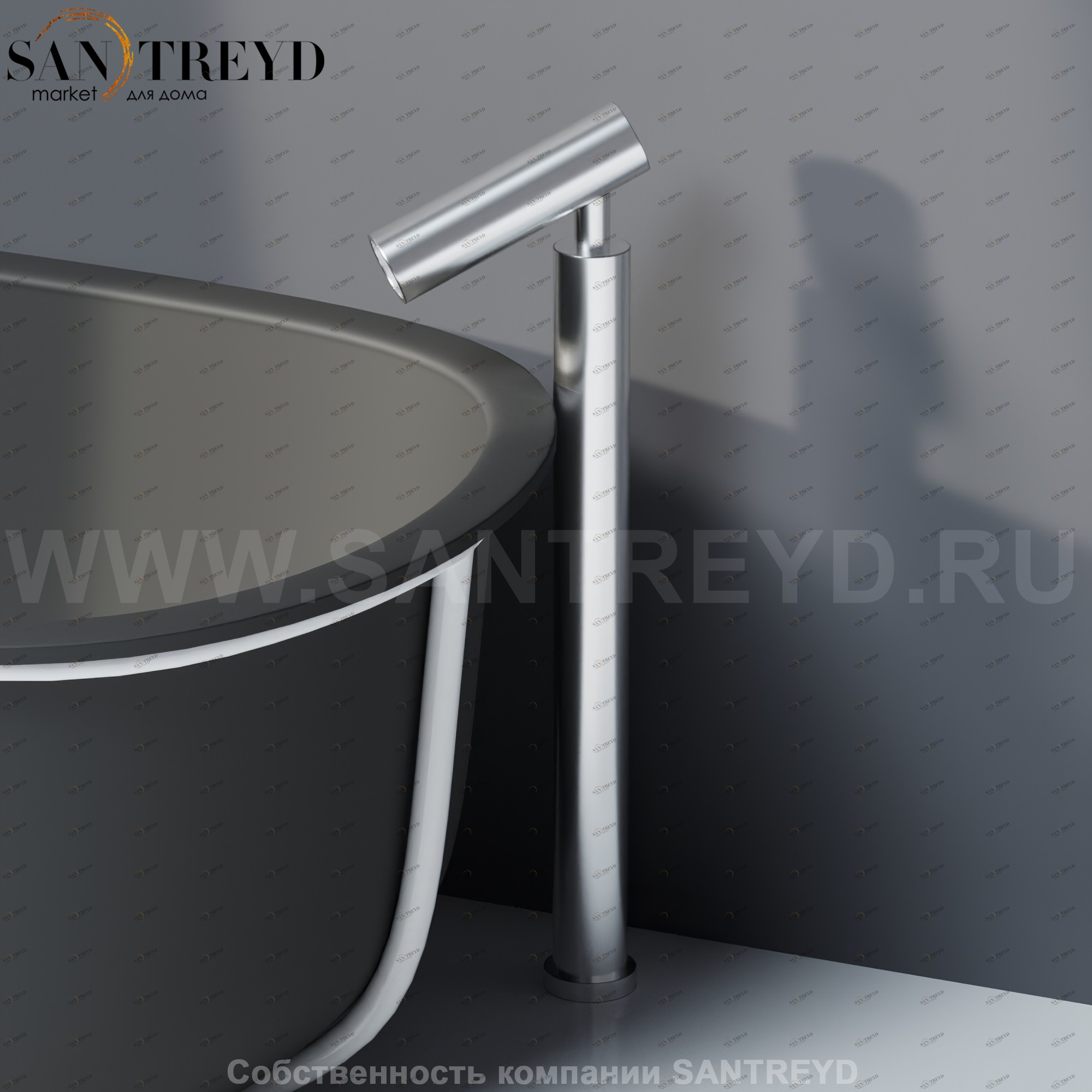 Agape SQUARE Напольный смеситель для ванны хромированный матовый ARUB0952LSP