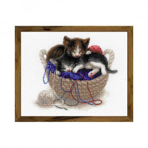1724 Набор для вышивания Котята в корзине 24 х 30 см RIOLIS Сотвори Сама