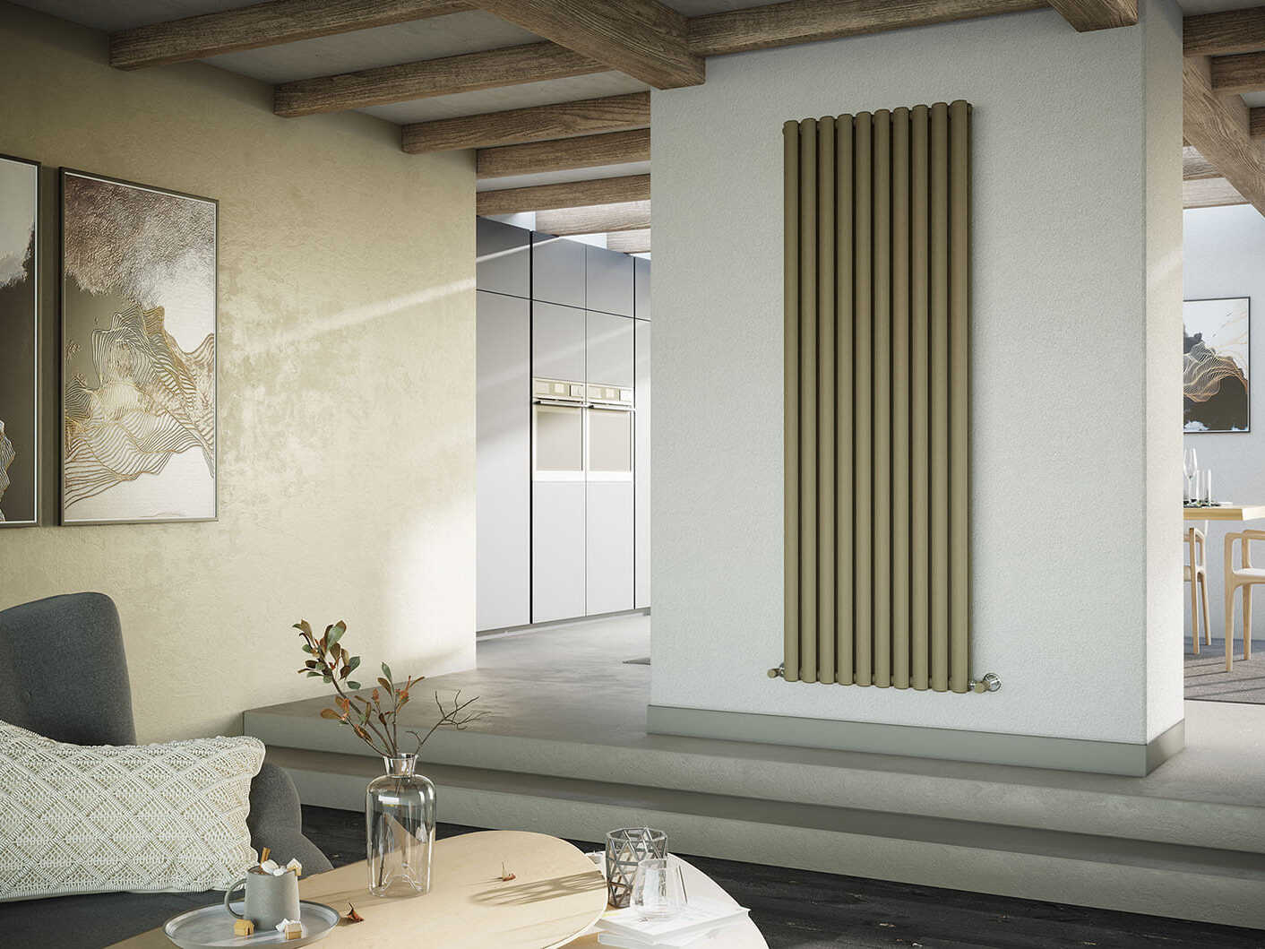 Вертикальный стальной мебельный радиатор с двойным рангом эллиптических трубчатых элементов Irsap Ellipsis ARCH-00066177