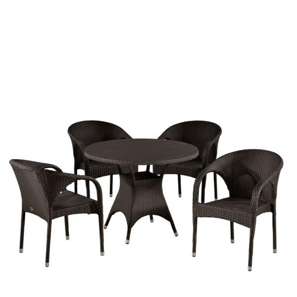 T190AD/Y290B-W52 Brown 4Pcs Комплект плетеной мебели Afina 