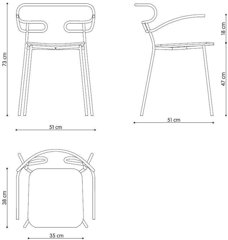 TrabA' Стул из металла и полиуретана с подлокотниками Genoa 0048/0049-met-pu, - Вид №16