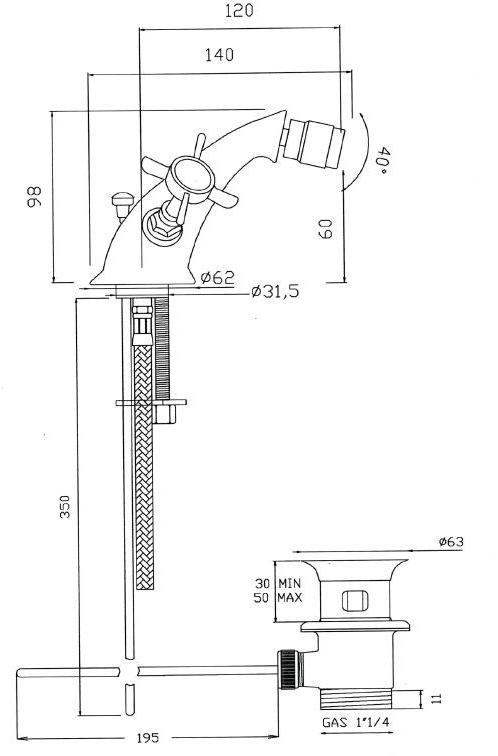 BLEU PROVENCE Смеситель для биде из латуни с одним отверстием для монтажа на террасу Rubinetti per bidet sun-id-1448992 - Вид №4