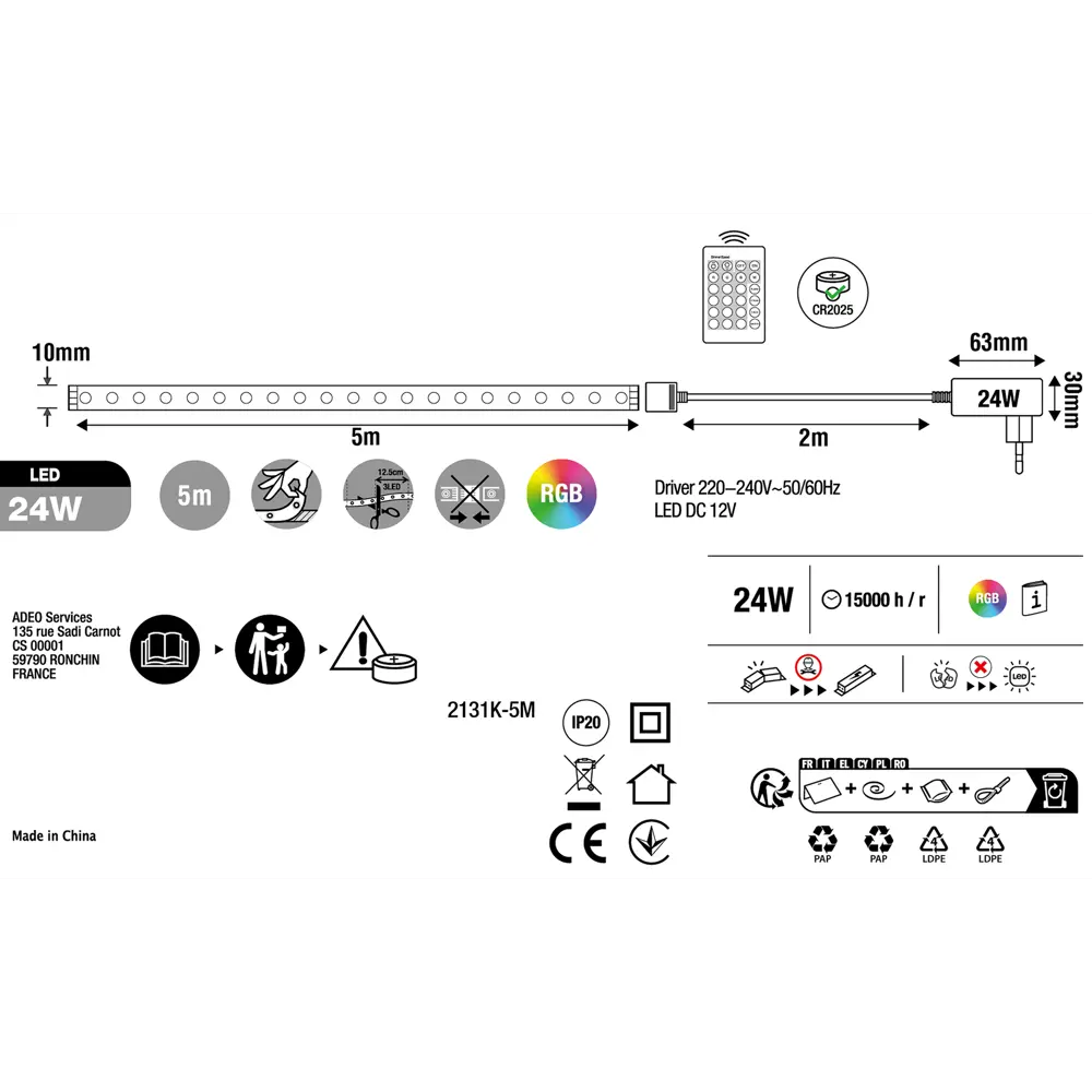 Набор светодиодной ленты 5 м 24 Вт изменение цветов RGB Santreyd STLM-2126945 - Вид №8