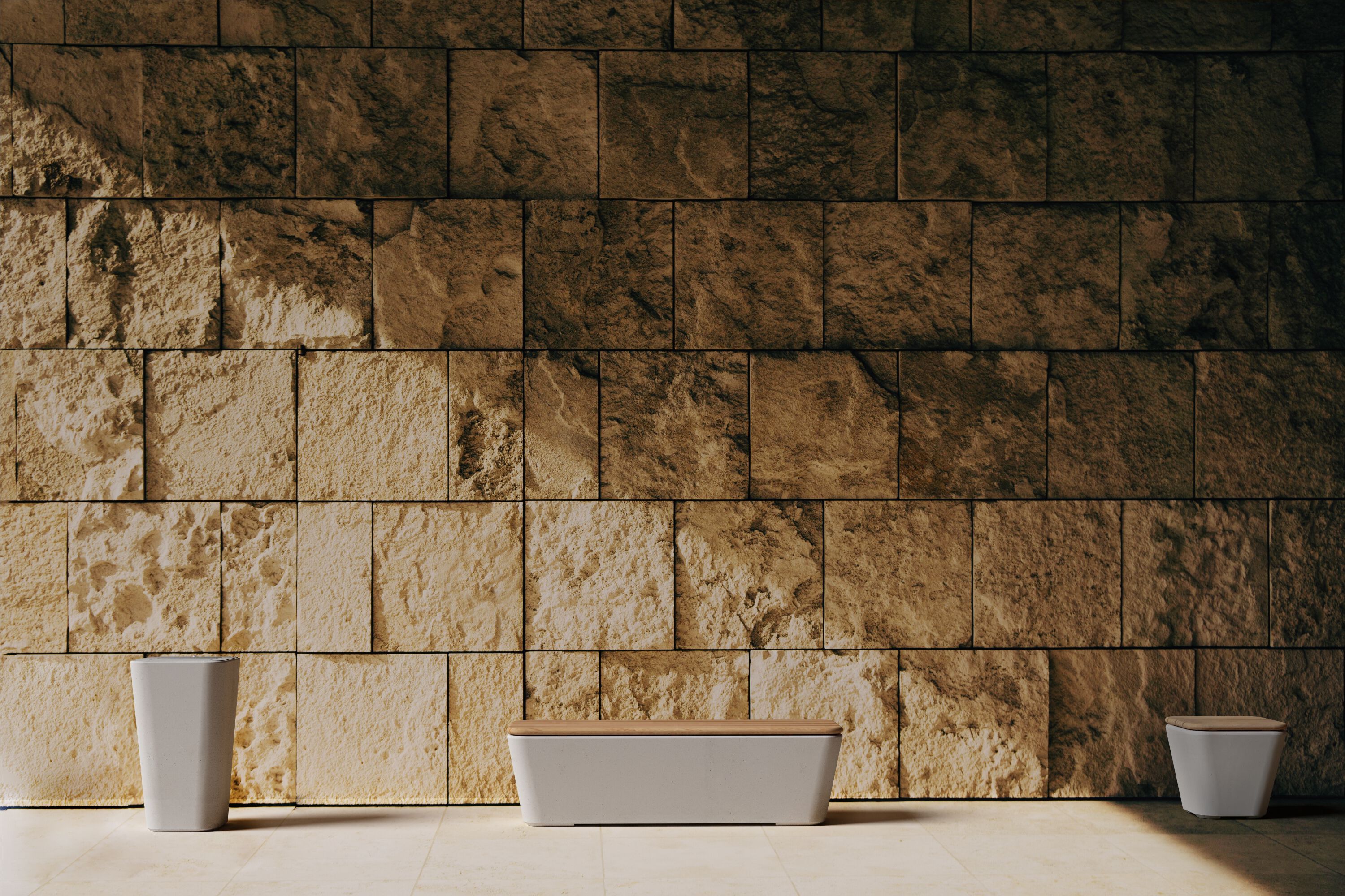 Скамейка без спинки из бетона и дерева SIT Smooth ARCH-00139826 - Вид №5