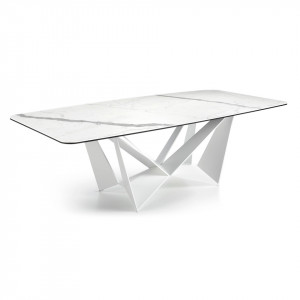 072634 Стол обеденный прямоугольный мраморный 220 белые ножки Angel Cerda CT2061