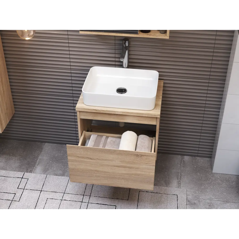 Тумба под раковину подвесная Vigo Matteo 60 см цвет дуб сонома STLM-2190196 - Вид №7