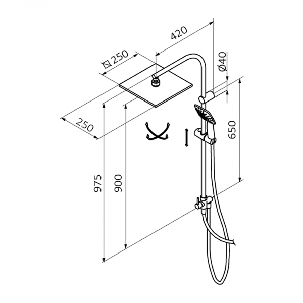 44466440 BASIC Смеситель с фиксированной внешней колонкой Хром GRB MIXERS  - Вид №1