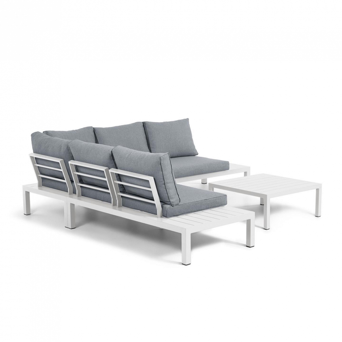 097597 Модульный 5-местный угловой диван и стол из белого алюминия La Forma Duka 