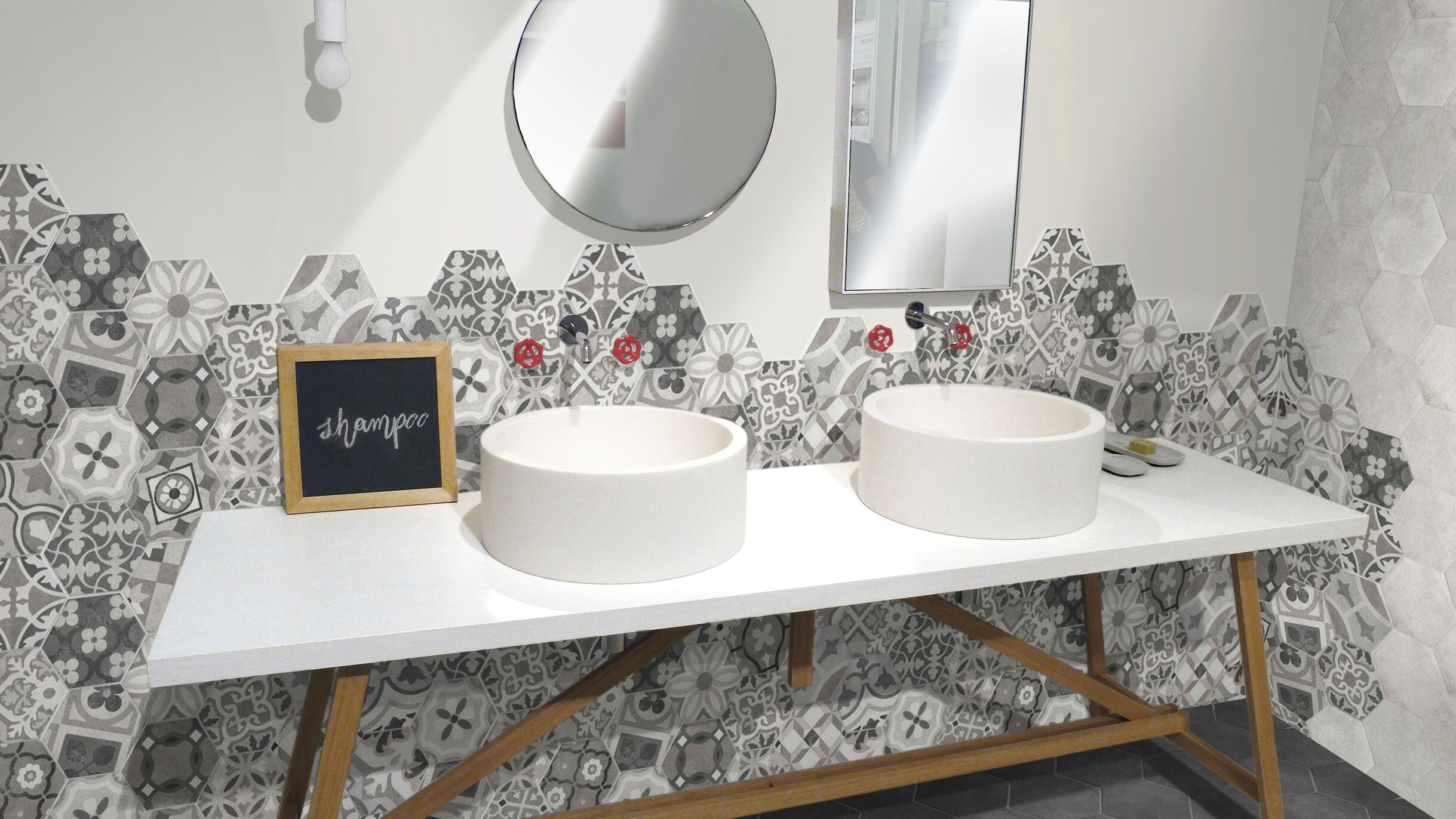 Керамогранит с эффектом цементирования/напольное покрытие KERADOM ESAGONE CEMENTINE ARCH-00150294 - Вид №3