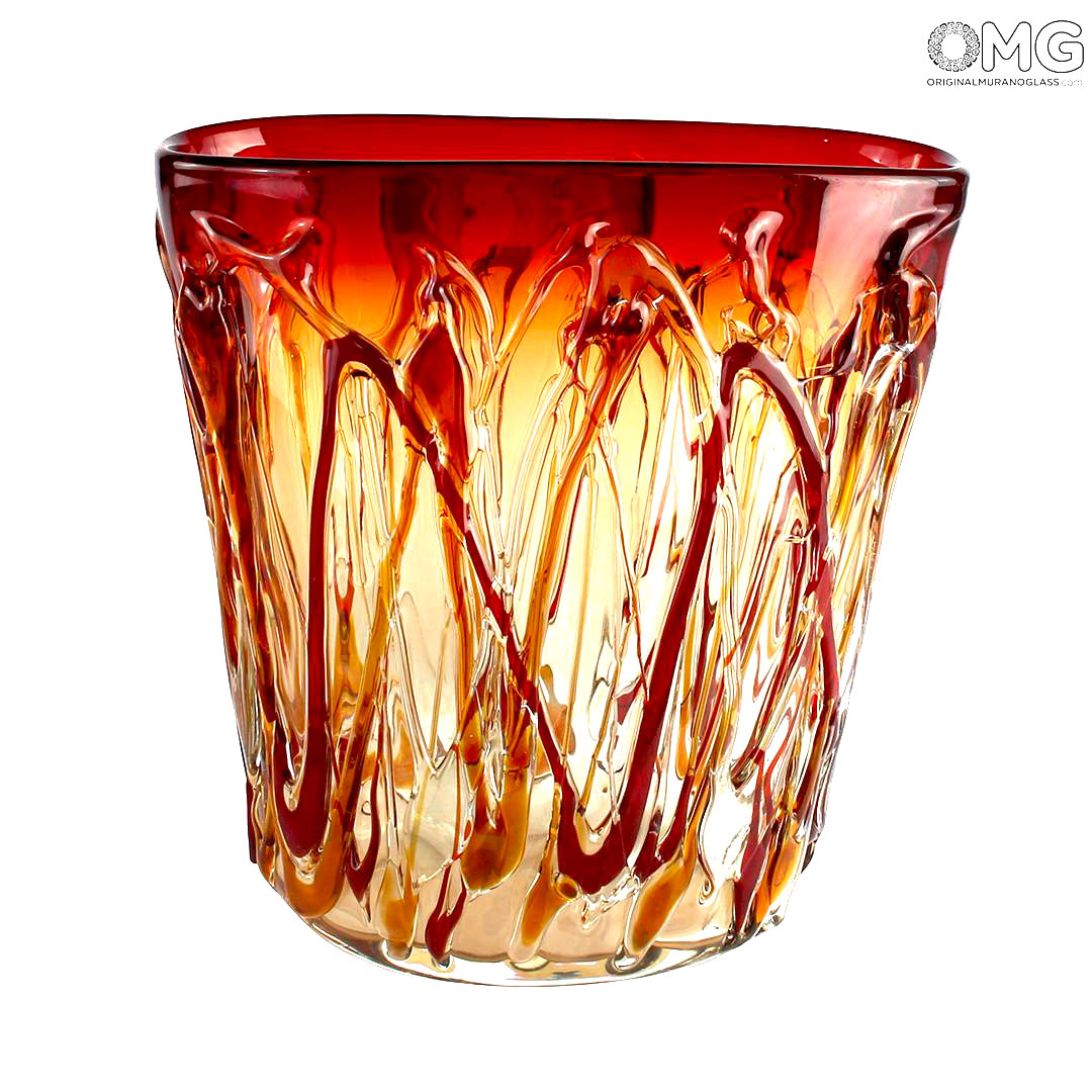 4590 ORIGINALMURANOGLASS Ваза Красная корзина - муранское стекло OMG 20 см  - Вид №1